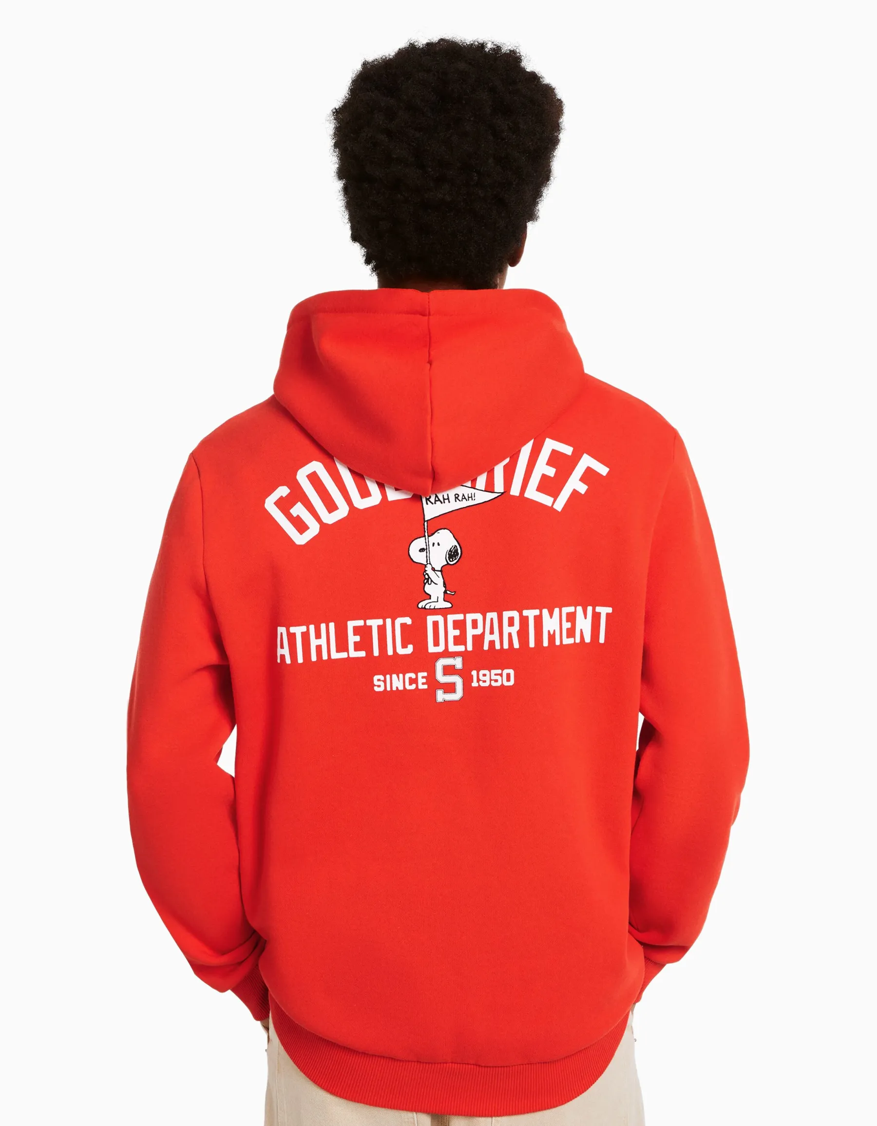 BERSHKA Sweat capuche brodé Snoopy Rouge Online