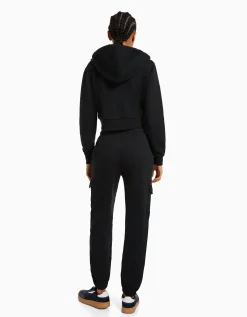 BERSHKA Sweat capuche cropped fermeture Éclair Gris Flash Sale