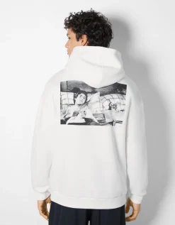 BERSHKA Sweat capuche Gremlins Blanc Sale