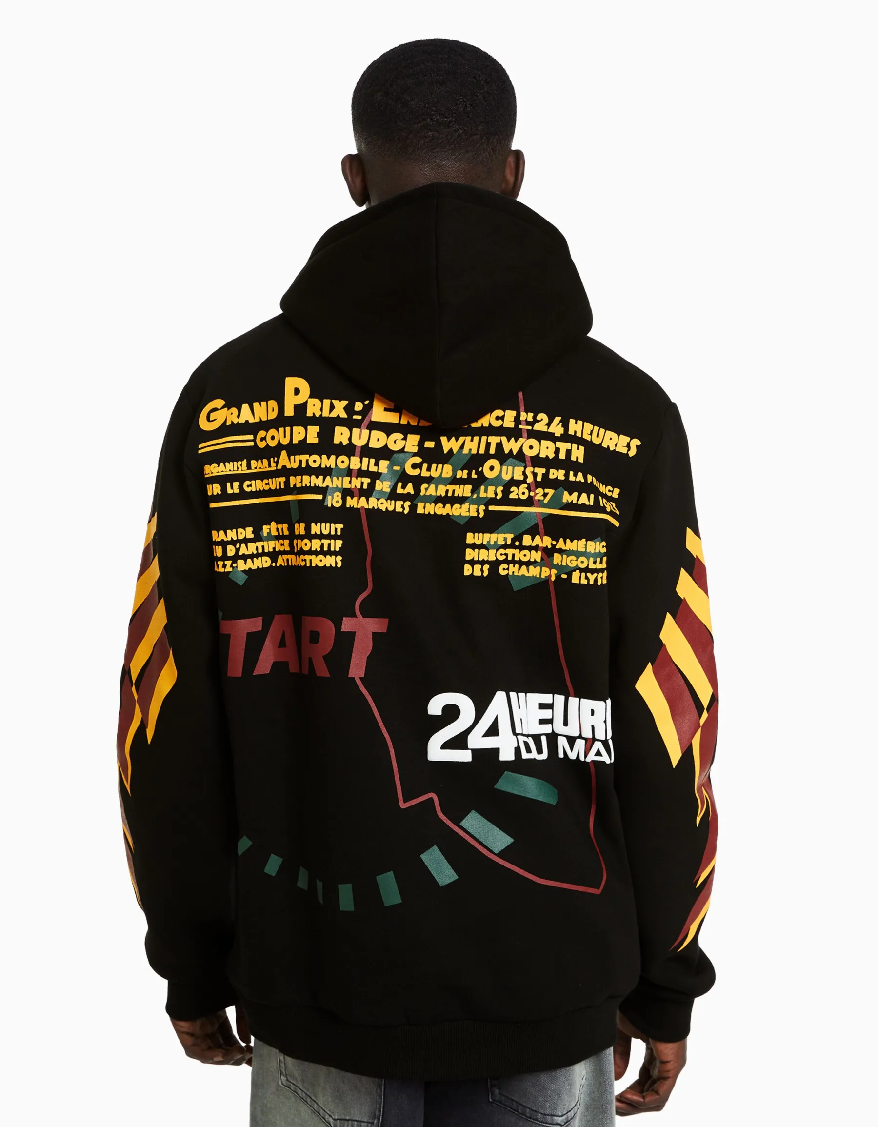 BERSHKA Sweat capuche 24h LE MANS Noir Hot