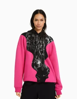 BERSHKA Sweat capuche imprimé TOKYO REVENGERS Fuchsia Flash Sale