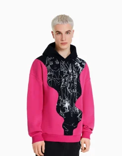 BERSHKA Sweat capuche imprimé TOKYO REVENGERS Fuchsia Best Sale