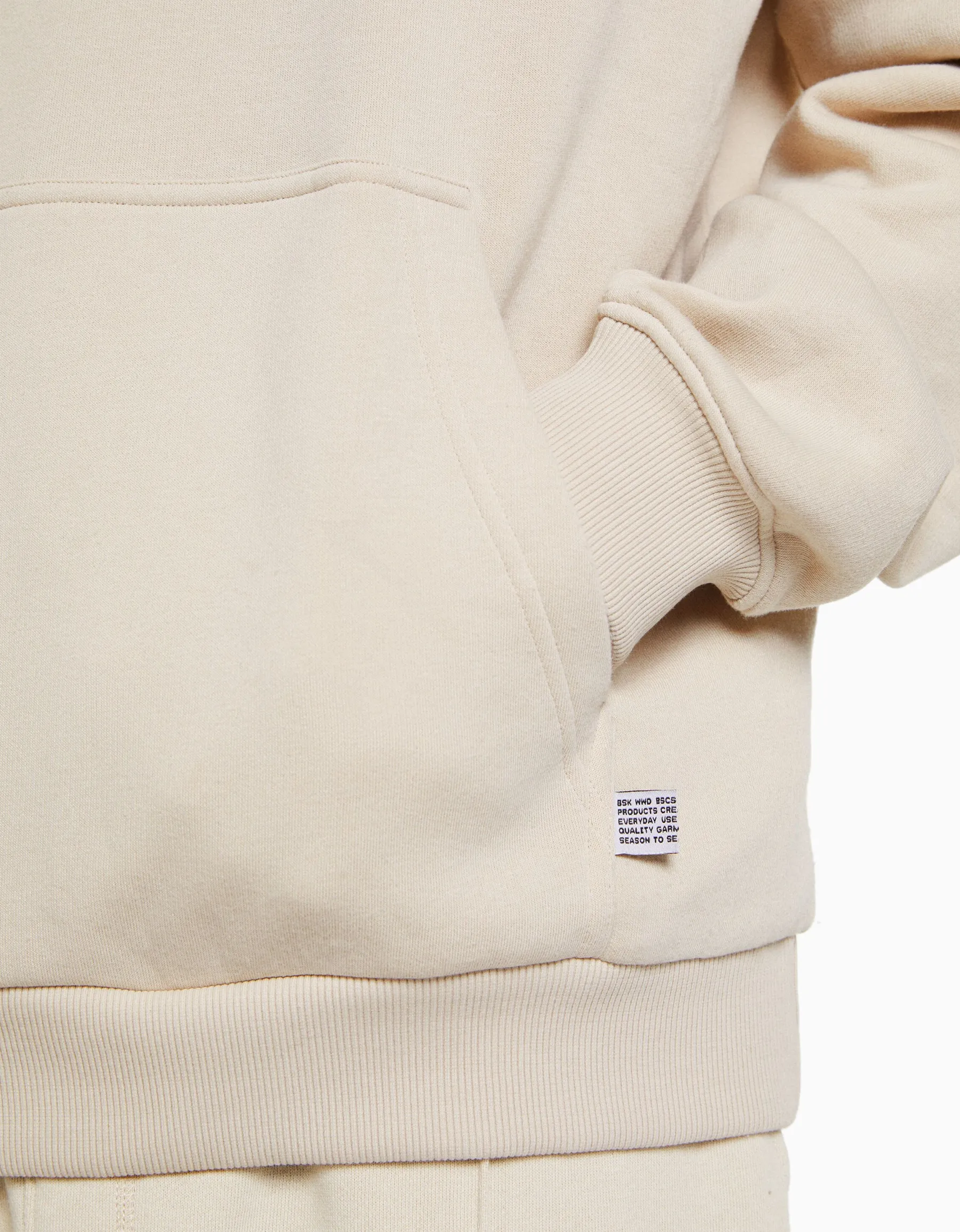 BERSHKA Sweat capuche oversize Beige Discount