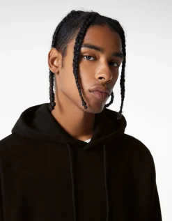 BERSHKA Sweat capuche oversize Noir Online
