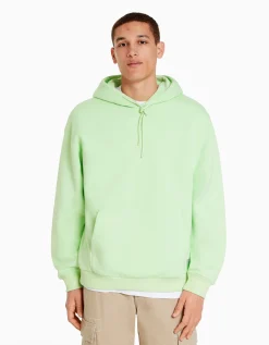 BERSHKA Sweat capuche oversize Vert Online