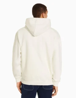 BERSHKA Sweat capuche oversize Blanc cassé Hot