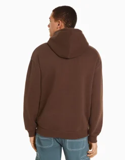 BERSHKA Sweat capuche oversize Marron Sale