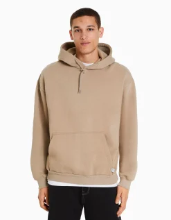 BERSHKA Sweat capuche oversize Camel Hot