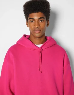 BERSHKA Sweat capuche oversize Fuchsia Best