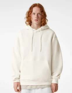 BERSHKA Sweat capuche oversize Blanc cassé Best Sale