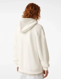 BERSHKA Sweat capuche oversize Blanc cassé Best Sale