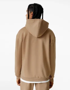 BERSHKA Sweat capuche oversize Camel Online