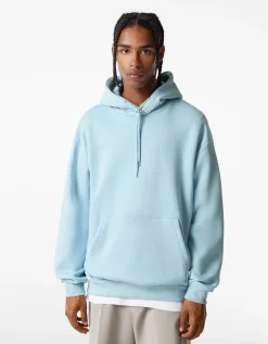 BERSHKA Sweat capuche oversize Bleu clair Hot