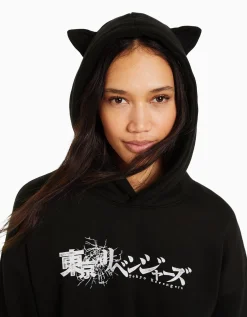 BERSHKA Sweat capuche petites oreilles TOKYO REVENGERS Noir Sale