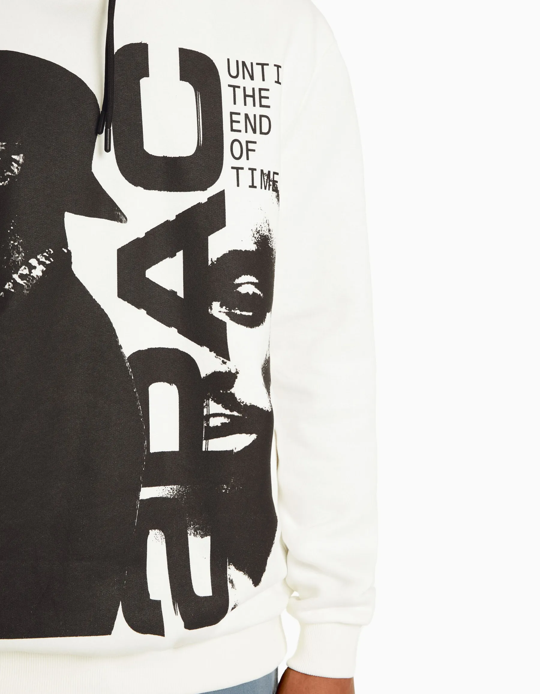 BERSHKA Sweat capuche Tupac Blanc Cheap