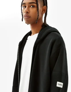 BERSHKA Sweat capuche zippé Noir Store