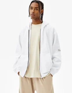 BERSHKA Sweat capuche zippé Noir Discount