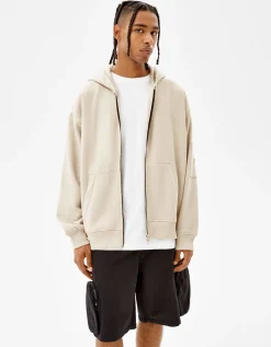 BERSHKA Sweat capuche zippé Noir Store