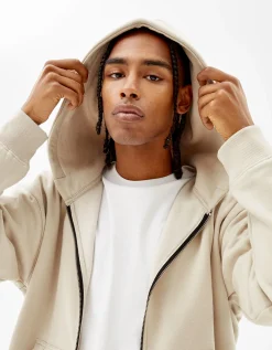 BERSHKA Sweat capuche zippé Noir Store