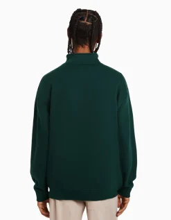 BERSHKA Sweat col montant zippé Vert Hot