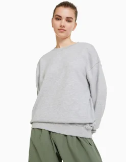 BERSHKA Sweat col rond Gris Cheap
