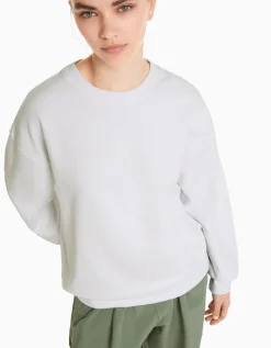 BERSHKA Sweat col rond Blanc Best