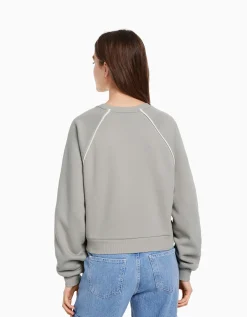 BERSHKA Sweat contraste Bleu Online