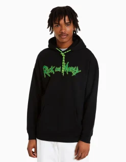 BERSHKA Sweat imprimé Rick et Morty Écru Outlet