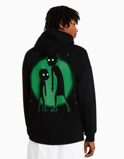 BERSHKA Sweat imprimé Rick et Morty Écru Outlet