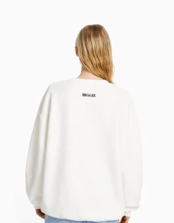 BERSHKA Sweat imprimé The Notorious B.I.G. Blanc Online