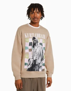 BERSHKA Sweat Kurt Cobain Camel Flash Sale