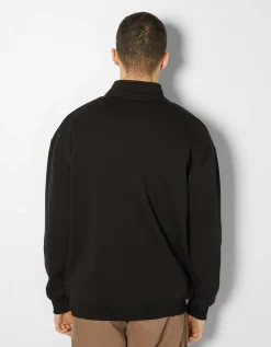 BERSHKA Sweat oversize col montant Blanc cassé Cheap