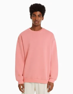 BERSHKA Sweat oversize col rond Noir Fashion