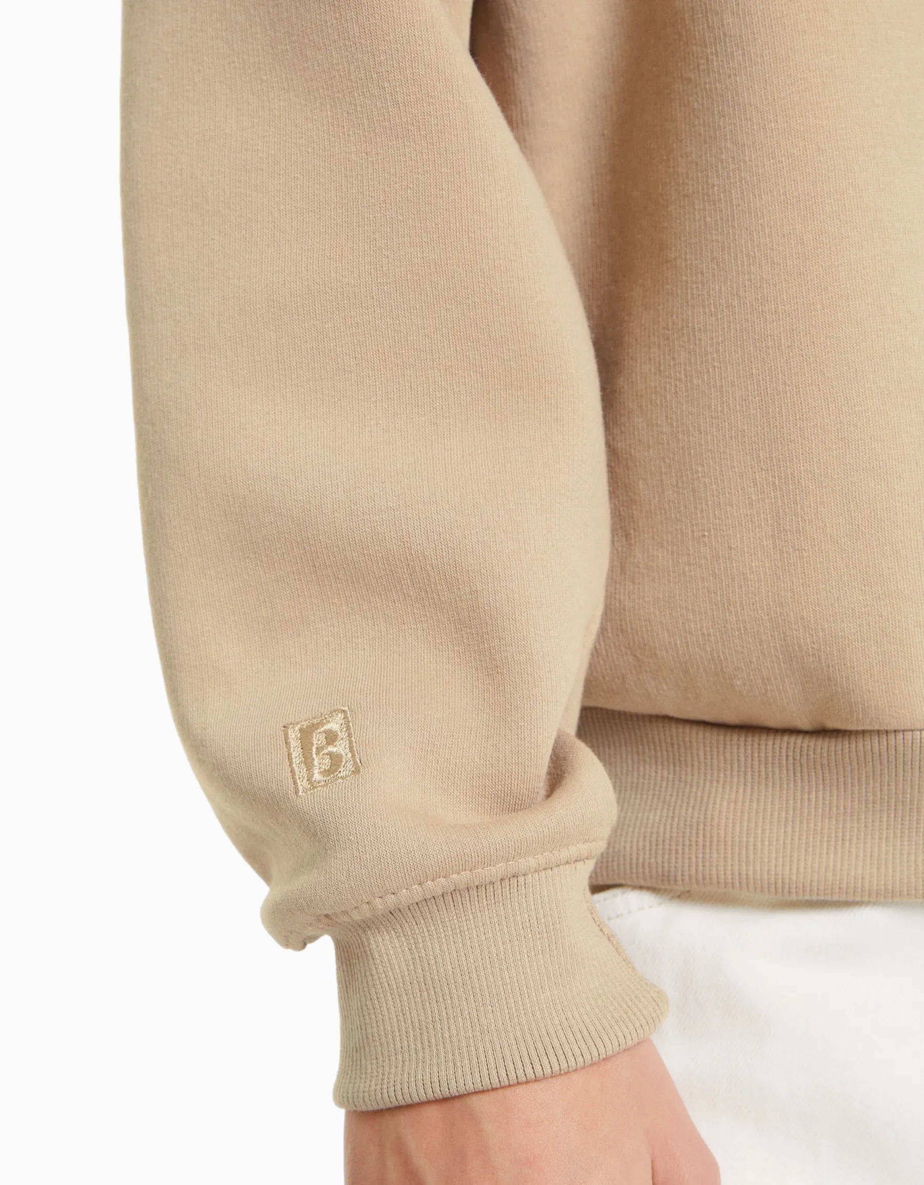 BERSHKA Sweat oversize col rond Camel Best Sale
