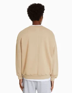 BERSHKA Sweat oversize col rond Noir Hot