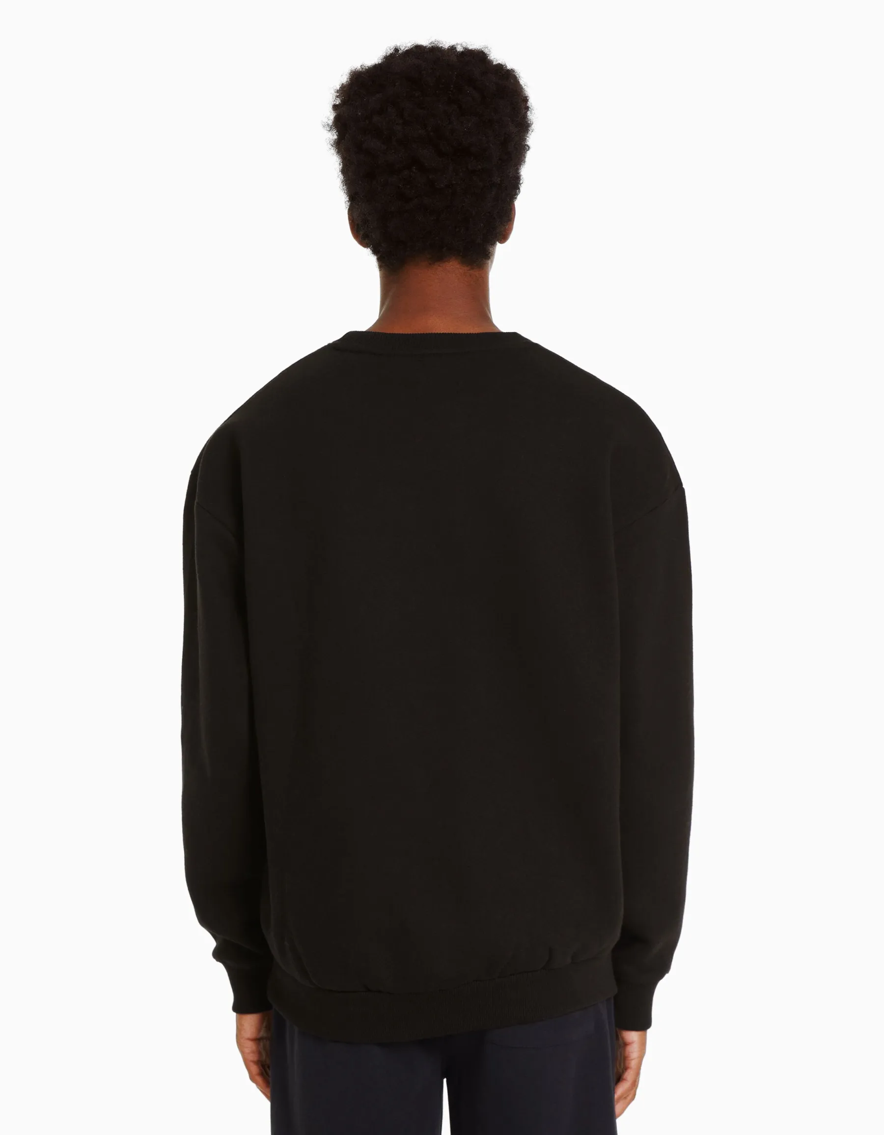 BERSHKA Sweat oversize col rond Noir Clearance