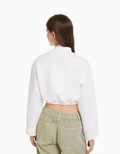 BERSHKA Sweat zippé print Noir Sale