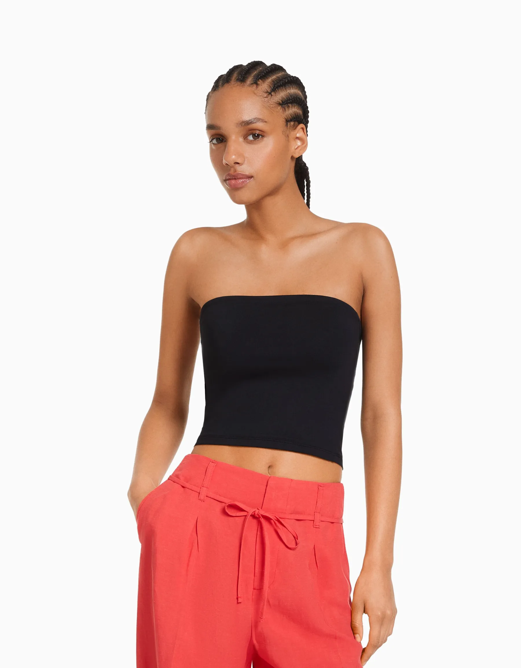 BERSHKA Top bandeau Blanc cassé Flash Sale