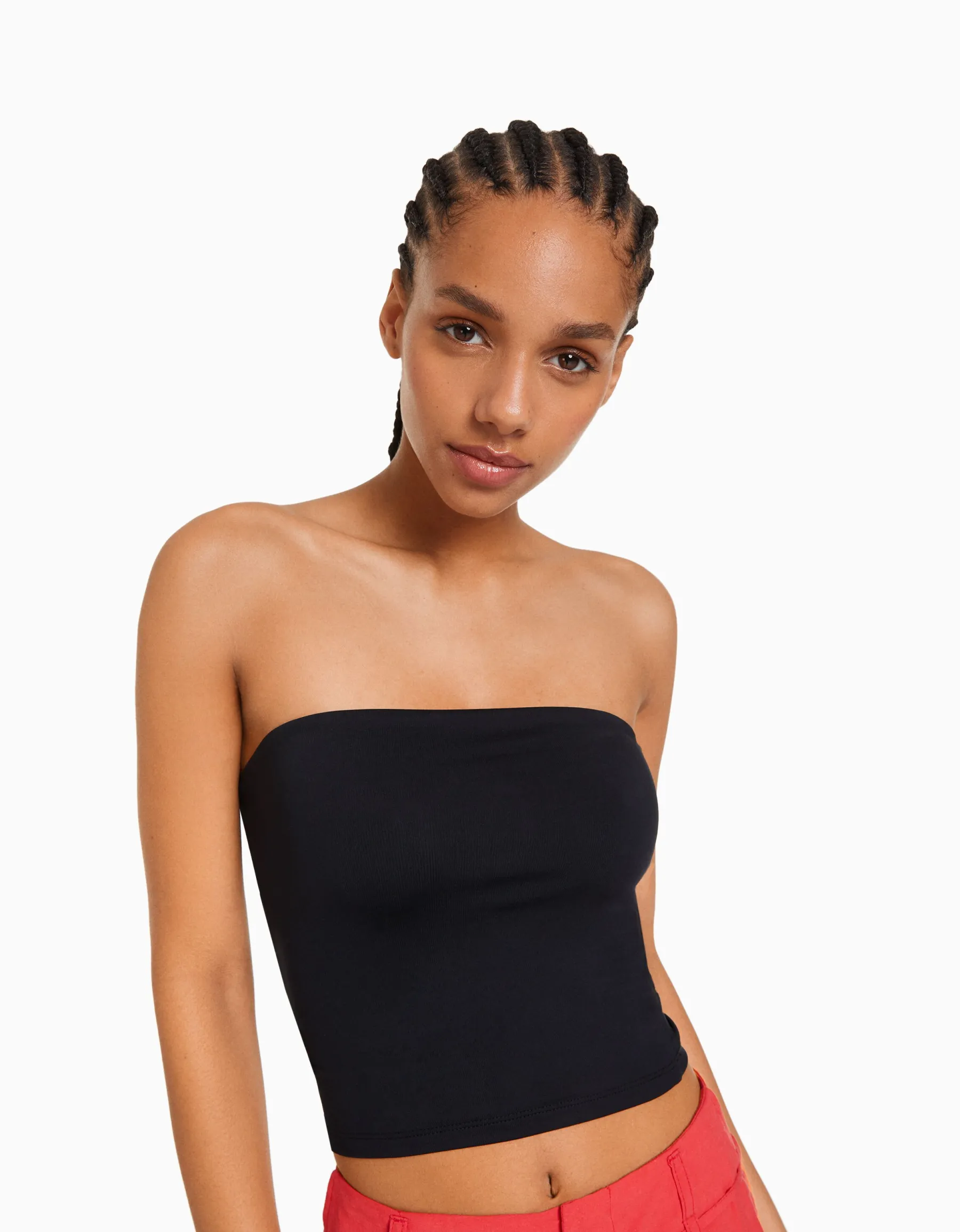 BERSHKA Top bandeau Blanc cassé Flash Sale