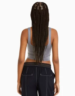 BERSHKA Top bretelles larges Blanc Best Sale