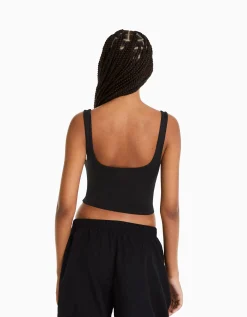 BERSHKA Top bretelles larges Blanc Cheap