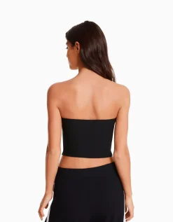 BERSHKA Top corset bandeau Blanc Cheap