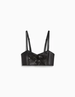 BERSHKA Top corset lacé Noir Sale