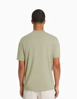 BERSHKA T-shirt à manches courtes et col montant Vert Flash Sale