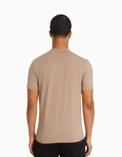 BERSHKA T-shirt à manches courtes et col montant Marron Cheap