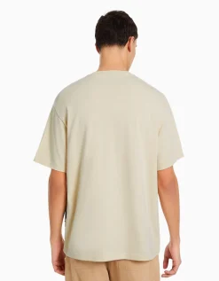 BERSHKA T-shirt boxy manches courtes imprimé Camel Cheap