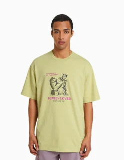 BERSHKA T-shirt boxy manches courtes imprimé Lime Shop