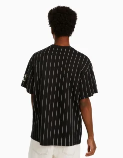 BERSHKA T-shirt manches courtes boxy fit Snoopy Noir Flash Sale