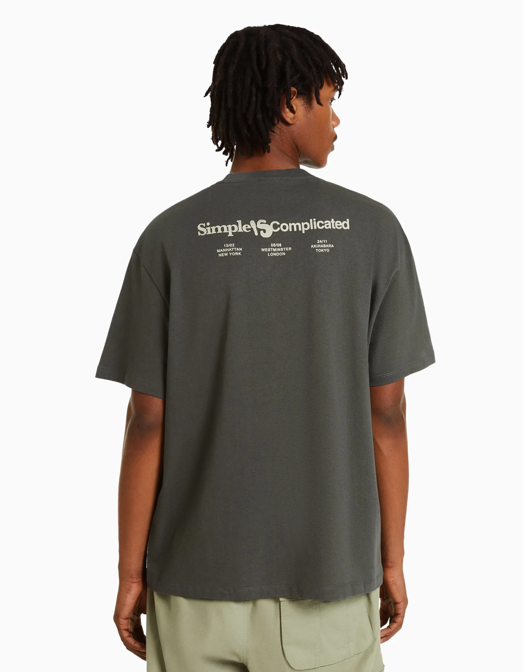 BERSHKA T-shirt manches courtes boxy fit lettering Pierre Store