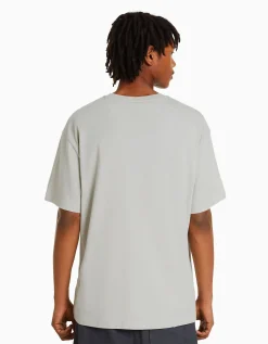 BERSHKA T-shirt manches courtes boxy fit lettering Pierre Online